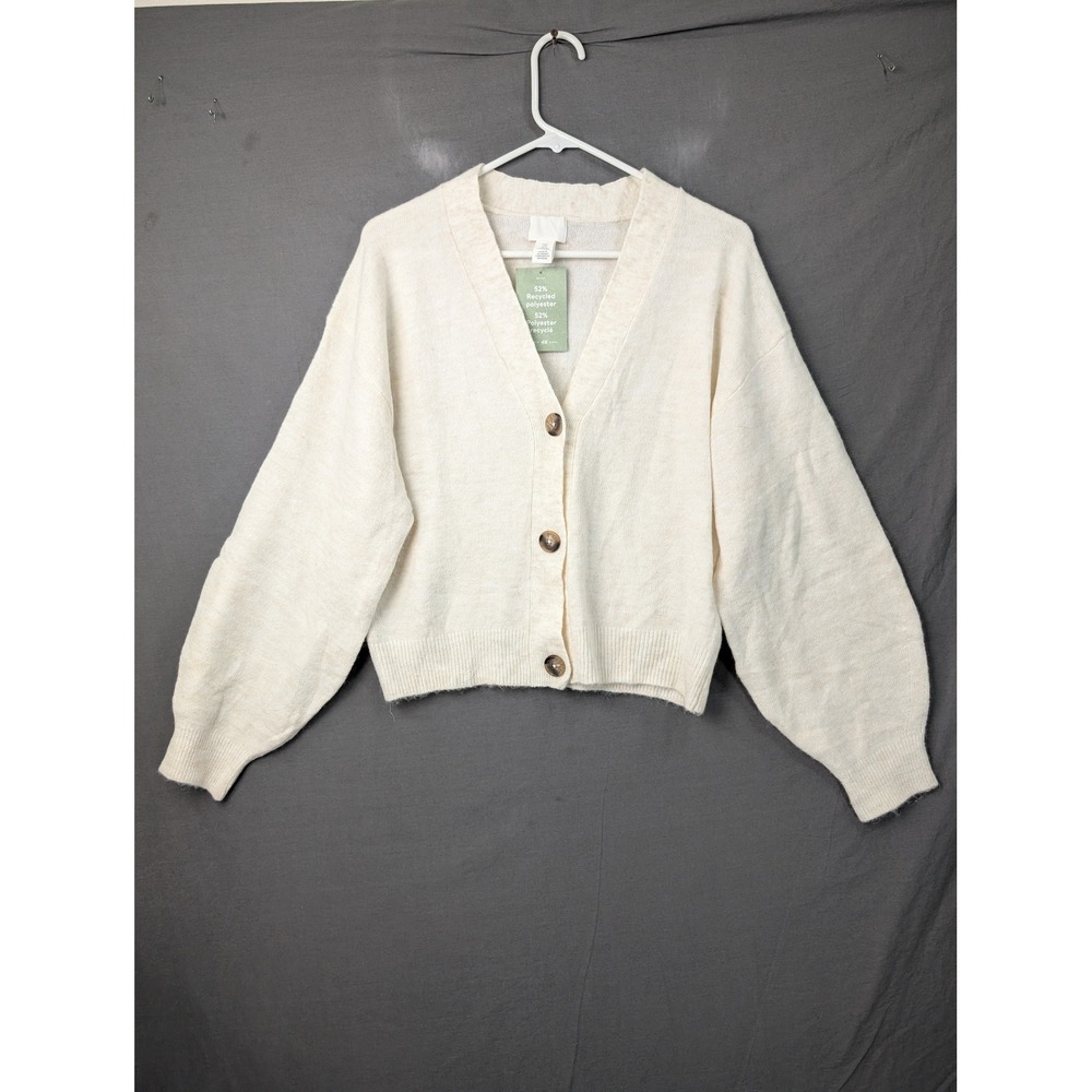 HM Conscious Choice Cream Knit Button Up Cardigan Sweater Small